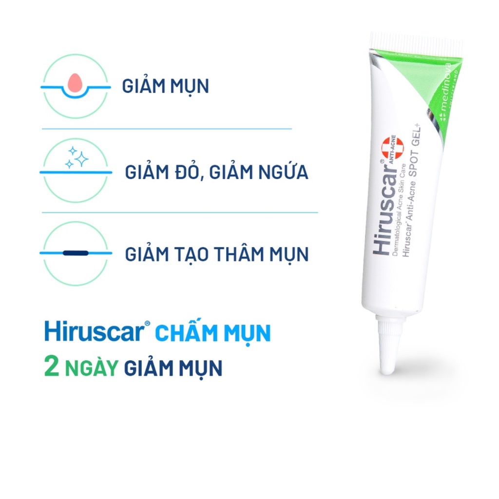Gel bôi mụn viêm, mụn sưng, mụn đỏ, mụn đầu đen Hiruscar Anti-Acne Spot Gel+ 10g - Nhà thuốc An Đức
