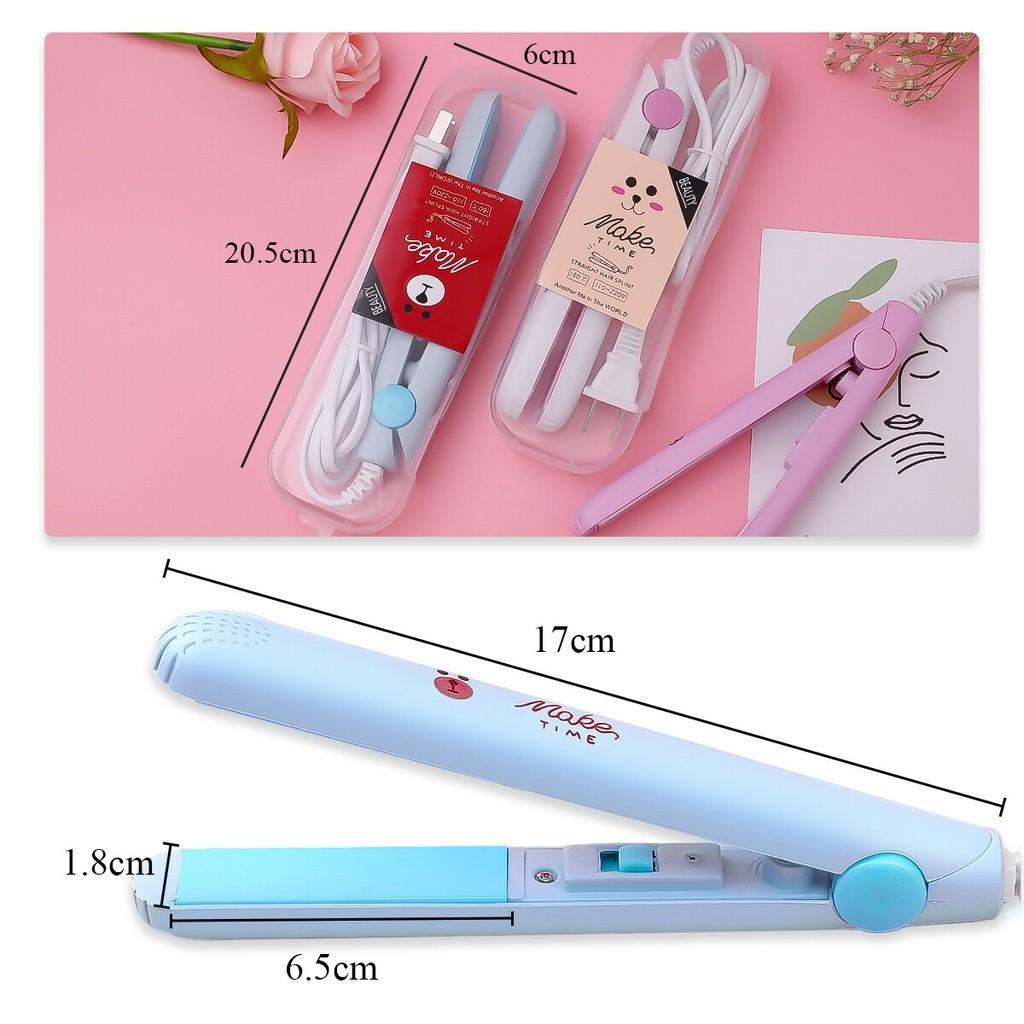 [Màu ngẫu nhiên] Máy uốn, duỗi tóc Mini 2in1 tạo kiểu nhỏ gọn có hộp đựng xinh xắn