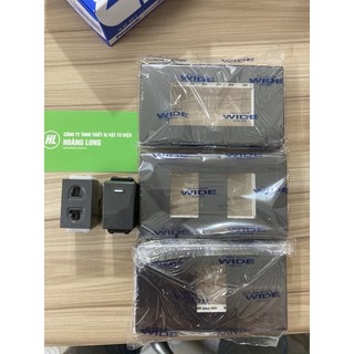 Panasonic- ổ cắm đơn wide màu đen ánh kim xám panasonic wev1081h, mặt, công tắc cam kết chính hãng