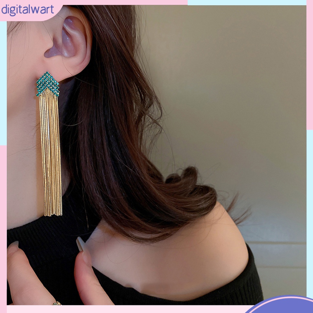 1 Đôi Bông Tai Hình Mũi Tên Đính Đá Lấp Lánh Phong Cách Bohemian Thời Trang
