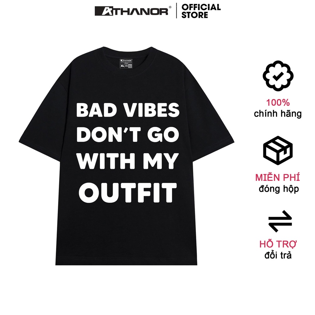 Áo Thun Unisex ATHANOR phông tay lỡ nam nữ form rộng Local Brand mẫu Bad Vibes in nổi