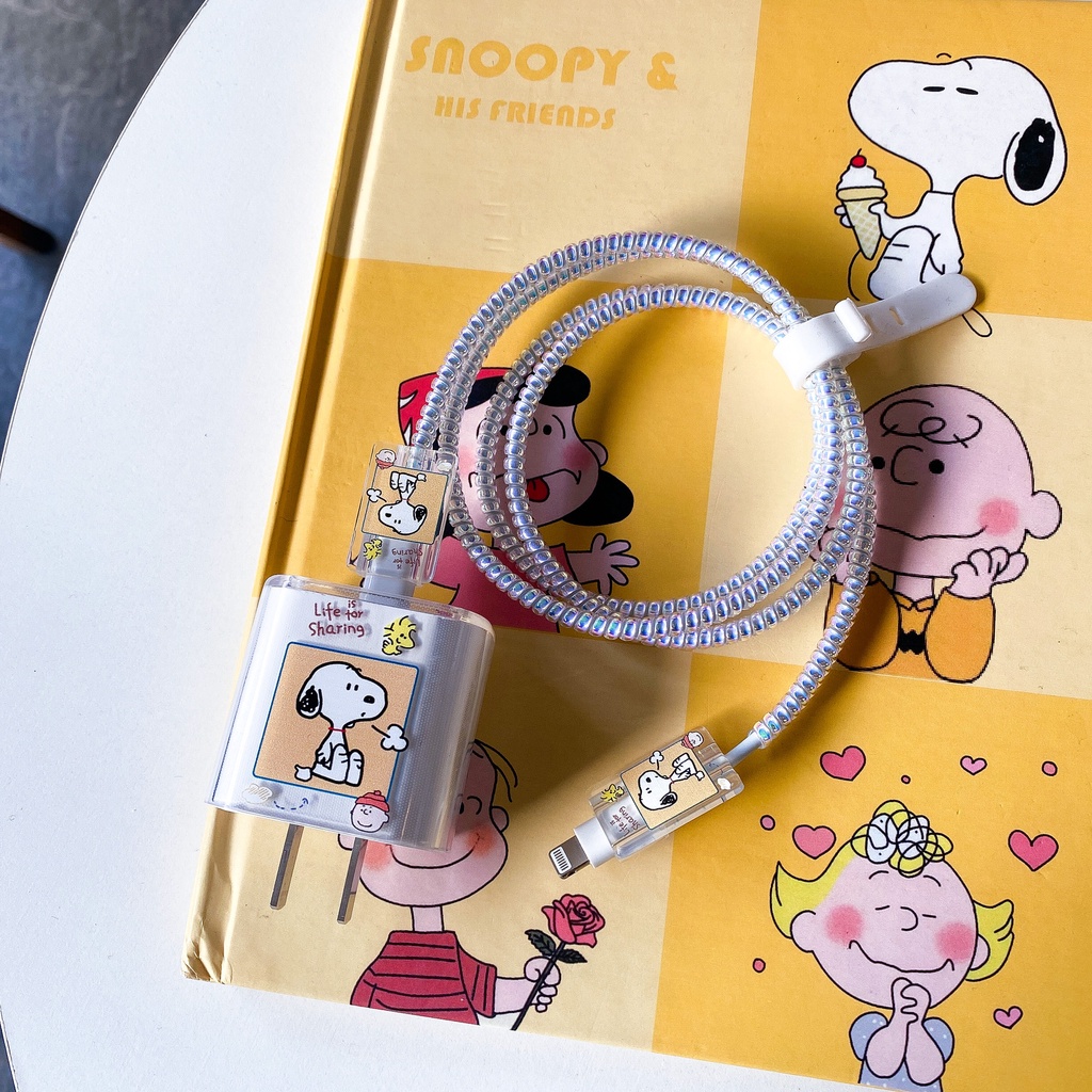 Vỏ Bọc Bảo Vệ Dây Cáp Sạc Apple 18w 20W 5w Họa Tiết Hoạt Hình Dễ Thương