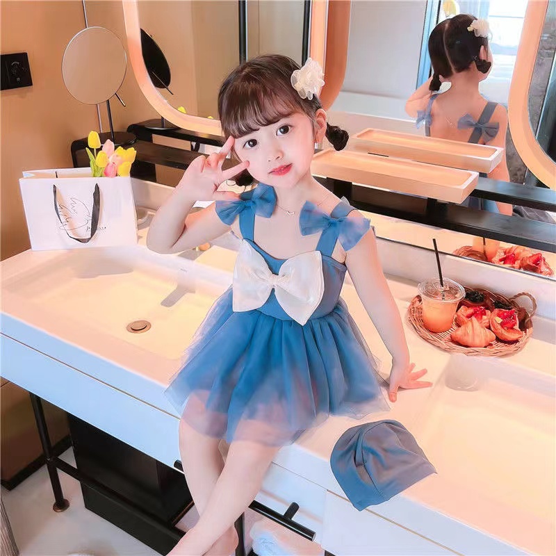 Bikini Bộ Đồ Bơi Một Mảnh Màu Hồng Ngọt Ngào Dễ Thương Phong Cách Hàn Quốc Cho Bé Gái 2-7 Tuổi