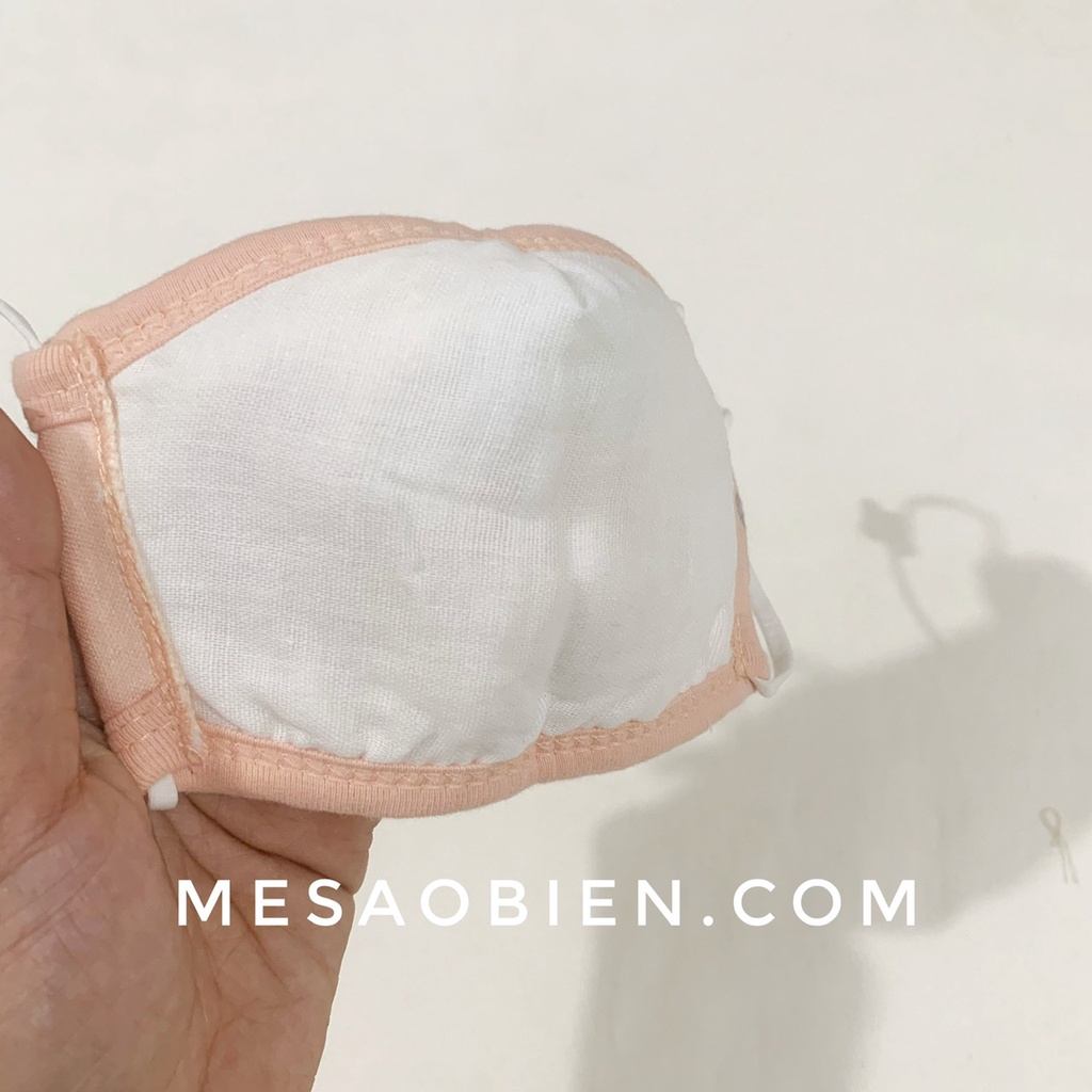 Khẩu trang vải cotton 3 lớp dây rút điều chỉnh cho bé