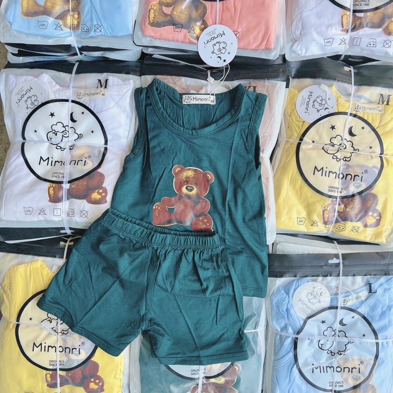 Bộ ba lỗ thun lạnh mimonri cho bé trai và bé gái 5-18kg