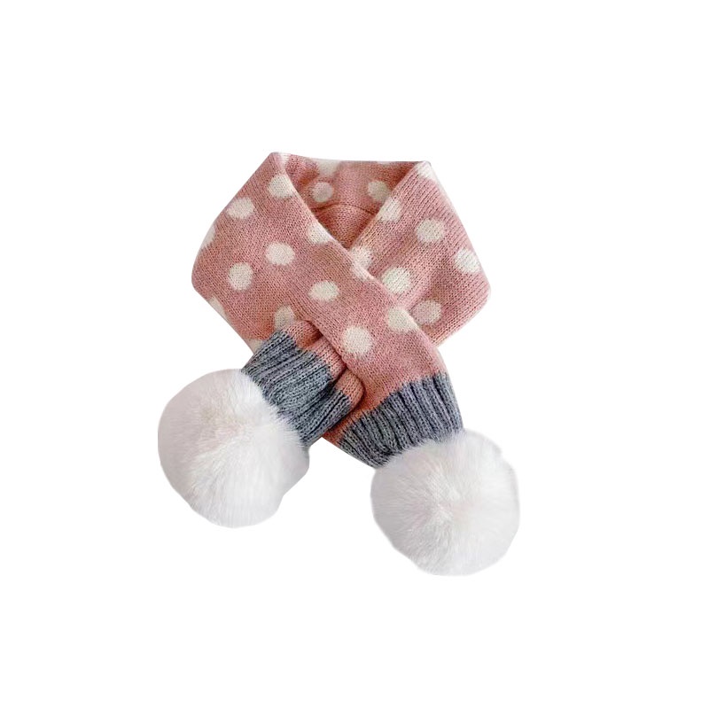 Khăn Choàng Chống Gió Giữ Ấm Đính Bóng Lông Dễ Thương Cho Bé