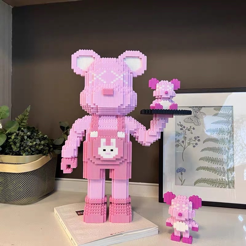 Le.go Gấu Bearbrick bồi bàn bê khay đồ 50cm Đồ chơi Xếp hình lắp ráp mô hình cỡ lớn bear brick có tặng búa