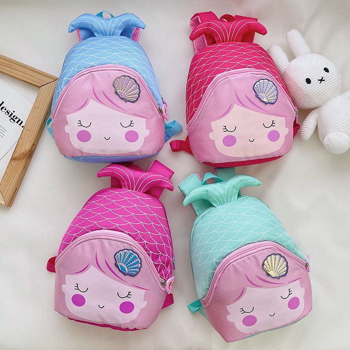 Ba Lô Nhỏ Nhẹ In Họa Tiết Hoạt Hình Nàng Tiên Cá Dễ Thương Phong Cách Hàn Quốc Cho Bé Mẫu Giáo