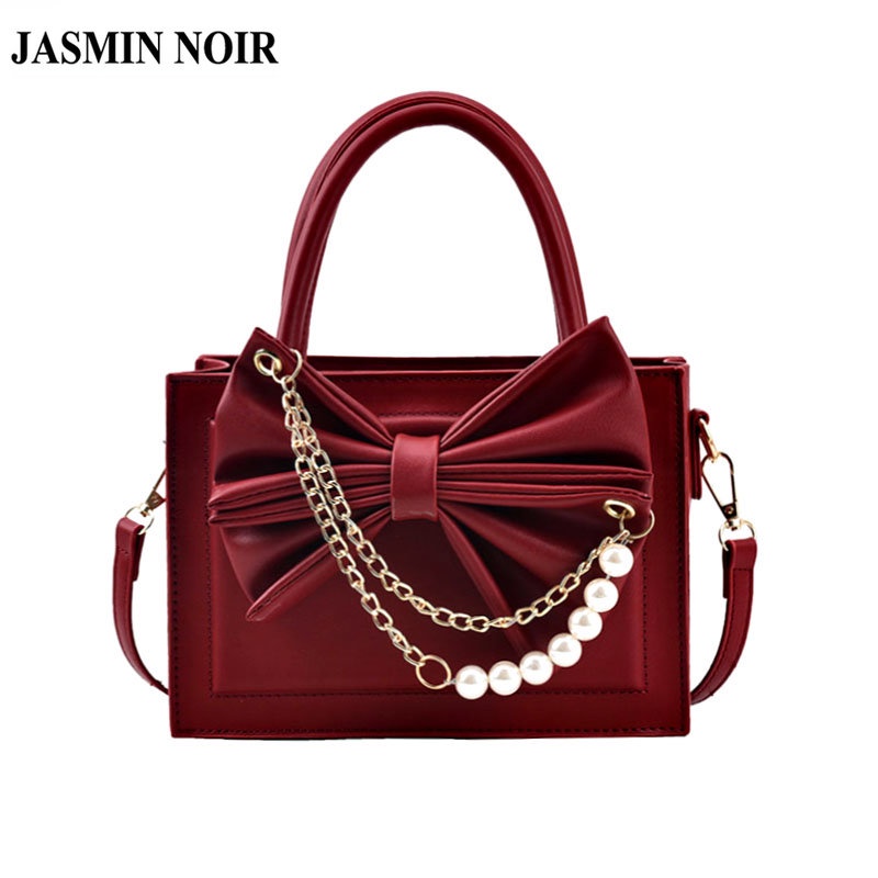 Túi Xách JASMIN NOIR Da PU Hình Hộp Phối Dây Xích Thời Trang Dành Cho Nữ