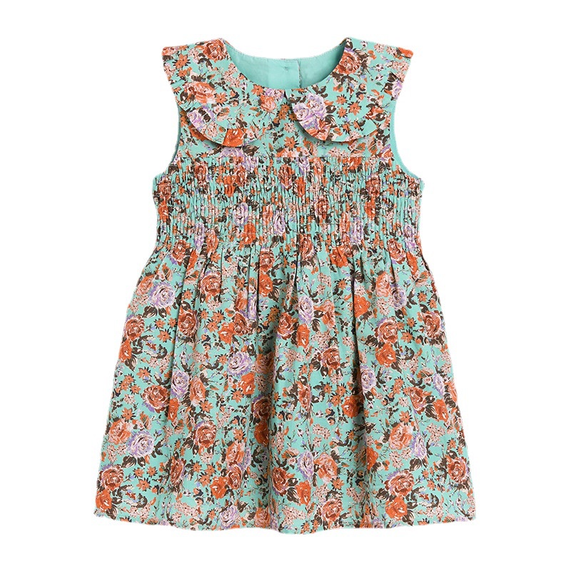 Đầm Không Tay Bằng Vải Cotton In Hoa Phong Cách Âu Mỹ Thời Trang Mùa Hè Mới Dành Cho Bé Gái