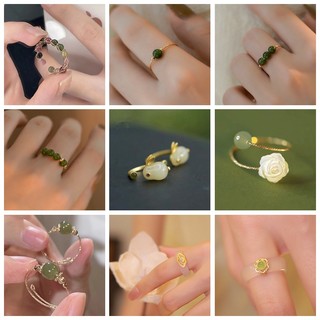 Nhẫn Mở Hình Hoa / Thỏ Ngọc Bích Bằng Hợp Kim Thời Trang Cho