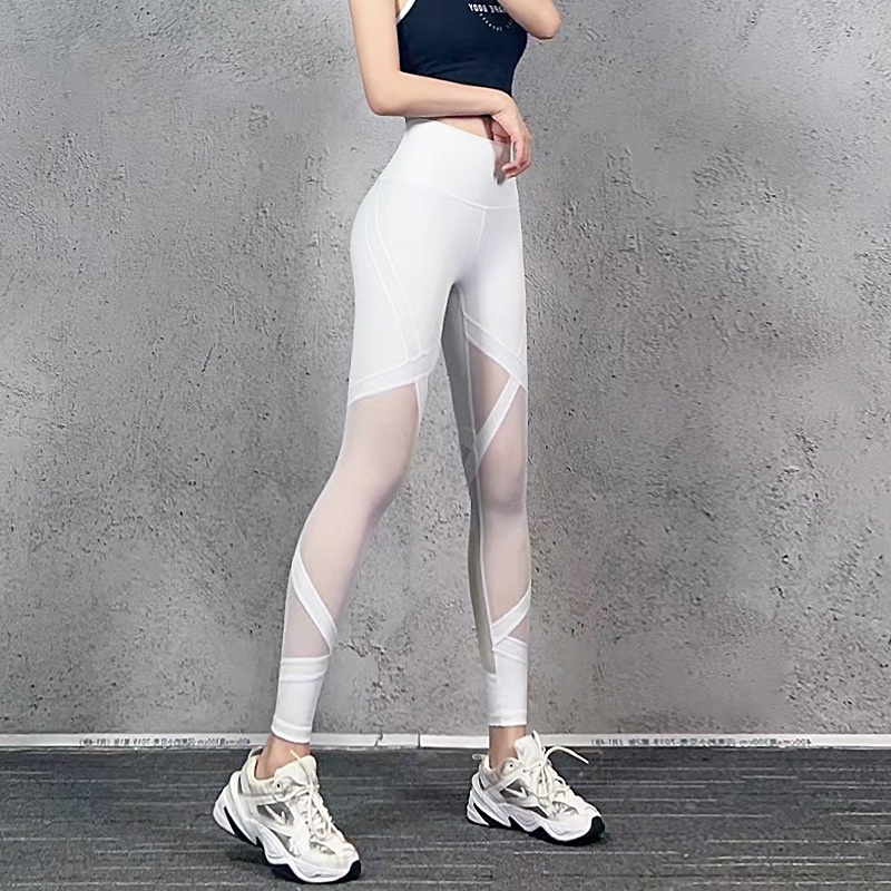 Quần Legging Thể Thao Lưng Cao Phối Lưới Thoáng Khí Nhanh Khô Co Giãn Tốt Thời Trang Mùa Hè Quyến Rũ Cho Nữ