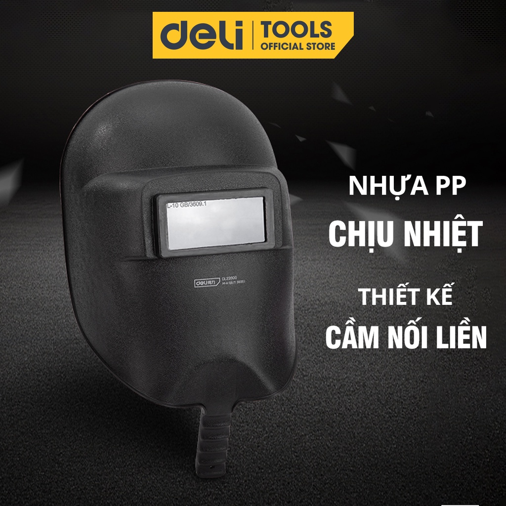 Mặt Nạ Hàn Cầm Tay Deli - Chất Liệu Nhựa PP Chịu Nhiệt An Toàn, Tiện Lợi, Dễ Dàng Cầm Nắm Đa Di Năng - DL23900