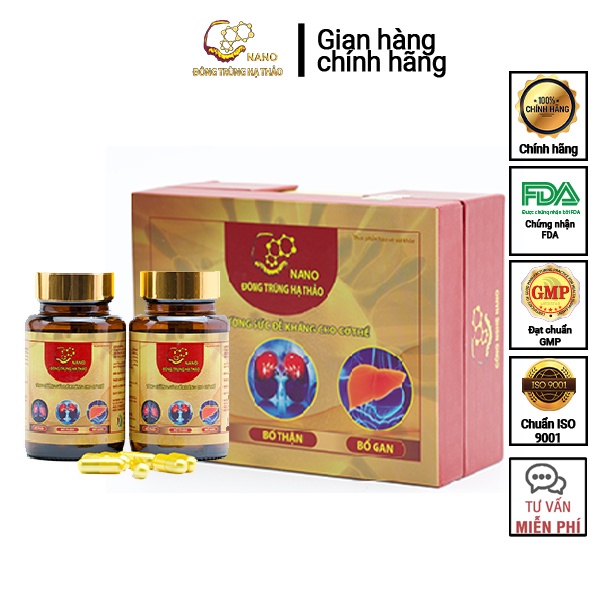 Đông Trùng Hạ Thảo Viên nang Ba Bổ - NANO Đông Trùng Hạ Thảo BỔ GAN- BỔ THẬN- BỔ PHỔI 60 viên