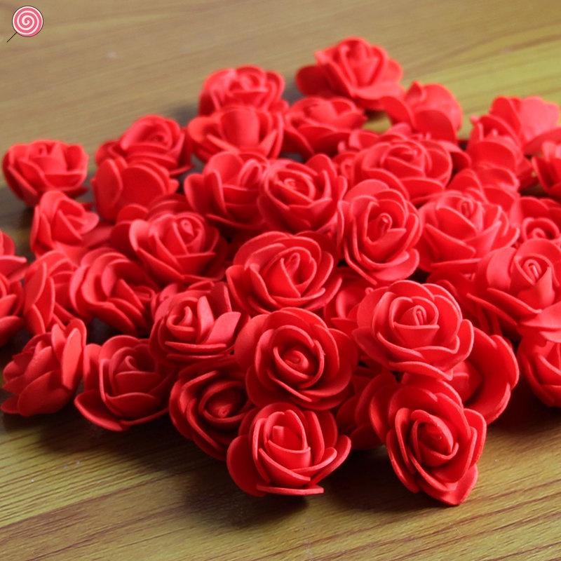 Set 50 Bông Hoa Hồng Xốp PE Tự Trang Trí