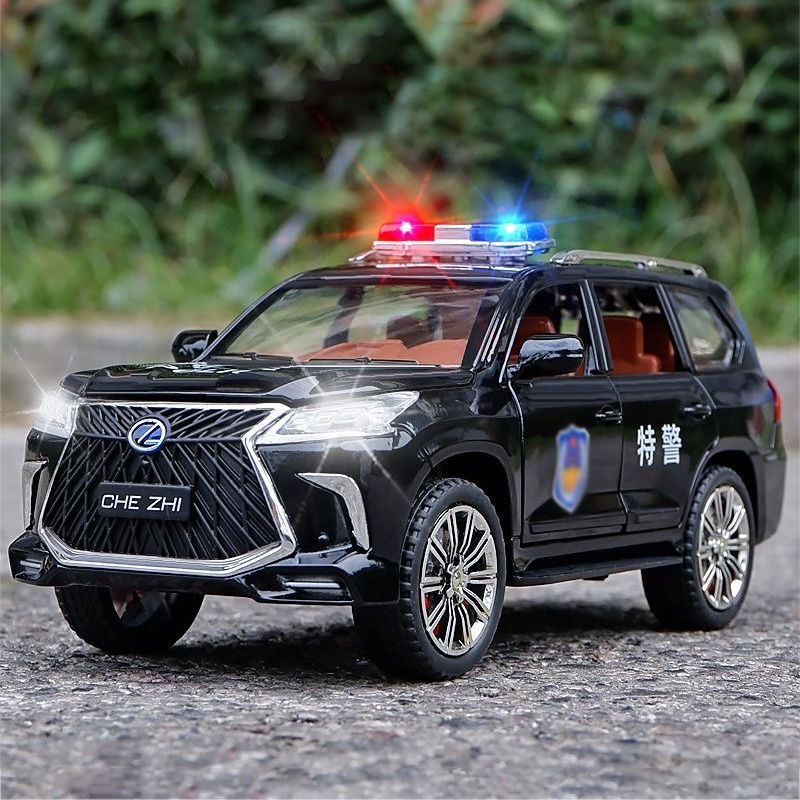 Mô Hình Xe Cảnh Sát Lexus LX570 Bằng Hợp Kim Có Đèn Và Âm Thanh Tỉ Lệ 1: 24