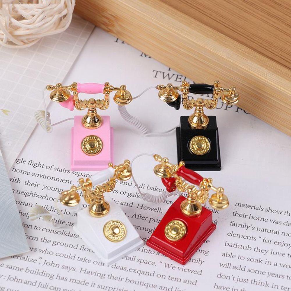 Đồ trang trí Điện Thoại Bàn Mini Tỉ Lệ 1: 12 Dùng Để Trang Trí Nhà Búp Bê