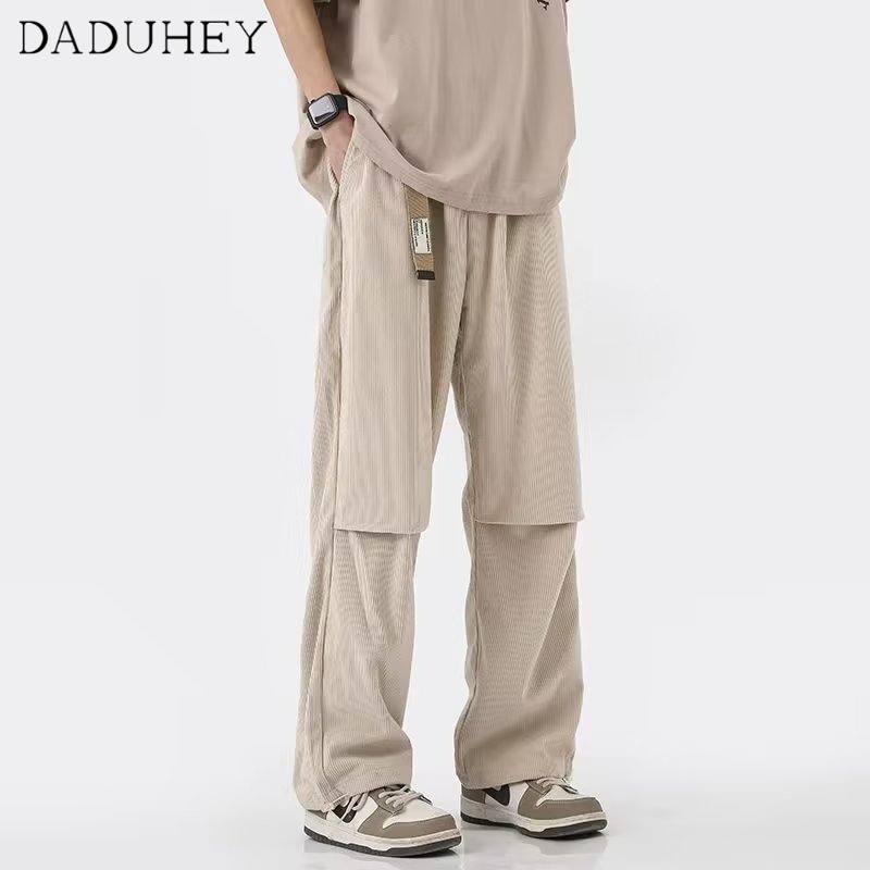 DaDuHey Men's and Women's 2023 New Corduroy Straight Pants Fashion Elastic Drape Casual Pants