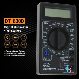 DT-830D Mini Pocket Digital Multimeter 1999 Counts AC/DC Volt Amp Diode hFE Continuity Tester Ammeter Voltmeter Ohmmeter