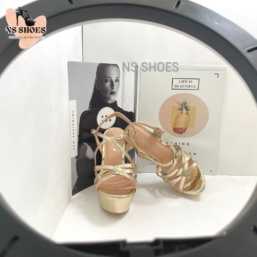 Giày cao gót Hoa Hậu đế đúp quai chéo gót trụ thời trang, cá tính 13cm - NS2301