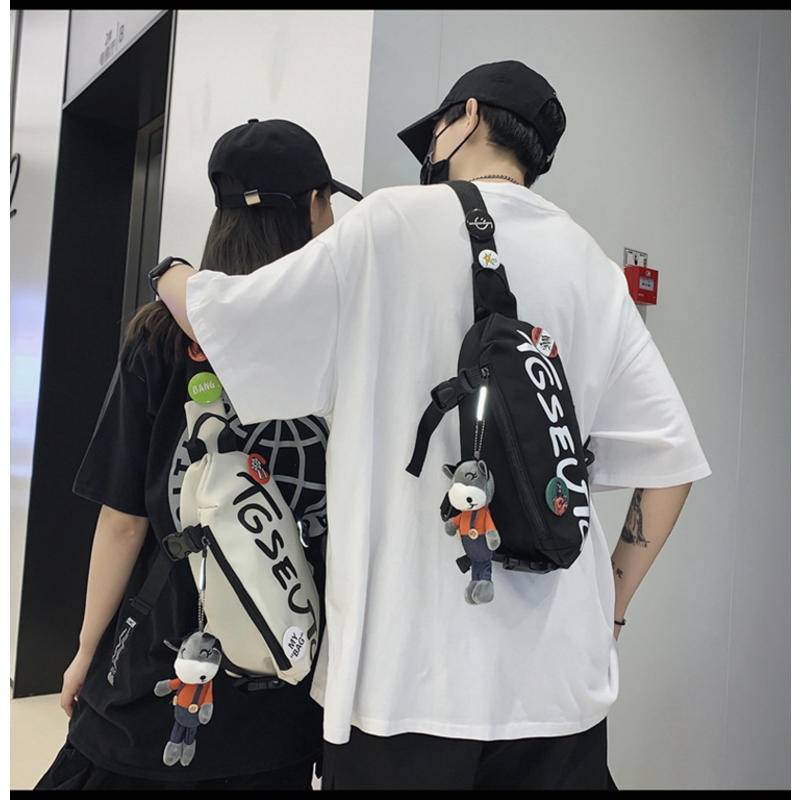 Túi Đeo Chéo Ngực Thể Thao Bằng Vải Bạt Thời Trang Nam Nữ