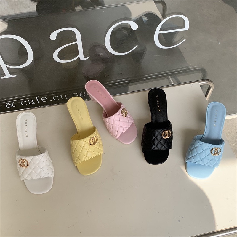 CÓ SẴN Guốc kẻ ô trám logo 💕💕VIDEO THẬT SHOP QUAY