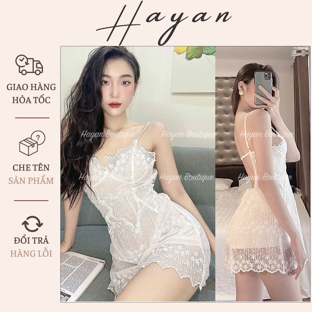 HT67 Váy ngủ sexy pha lê siêu đẹp tặng CHÍP, đầm ngủ ren mềm mại quyến rũ Haayan Boutique HT67