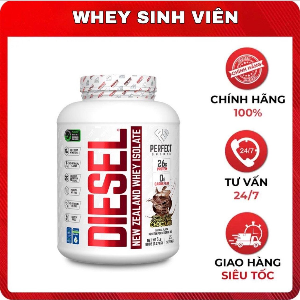 (2lbs - 5lbs ) DIESEL NEW ZEALAND WHEY PROTEIN ISOLATE 5LBS - SỮA TĂNG CƠ SIÊU TINH KHIẾT PERFECT SPORTS