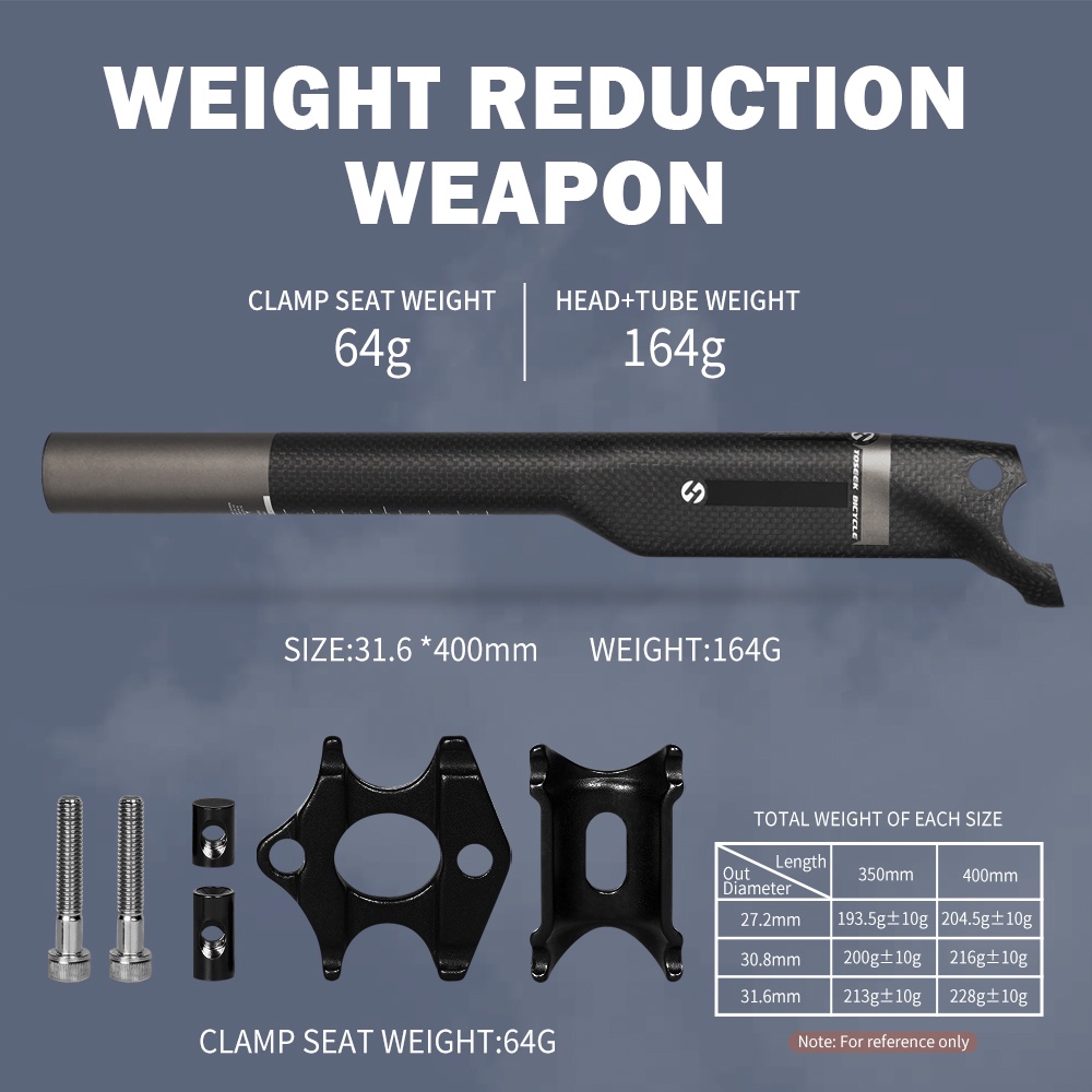 Trục Gắn Yên Xe Đạp Leo Núi Bằng Carbon 20mm Dài 27.2 / 30.8 / 31.6 350 / 400mm