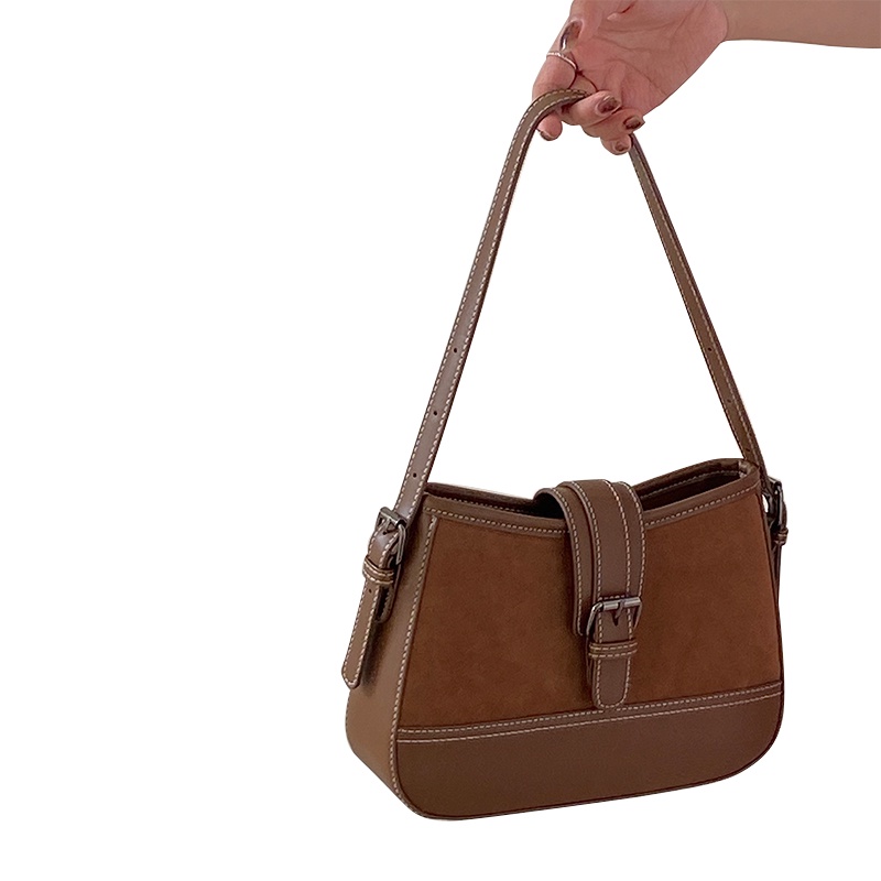 Túi xách nữ form kẹp nách đeo chéo màu nâu trendy đơn giản phong cách thanh lịch nhẹ nhàng hàn quốc đi làm đi chơi