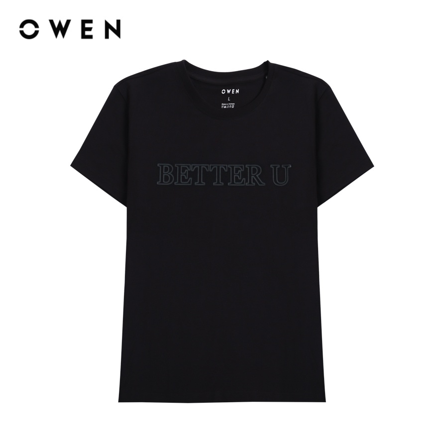 OWEN - Áo Tshirt ngắn tay Body Fit Đen - TSN231428