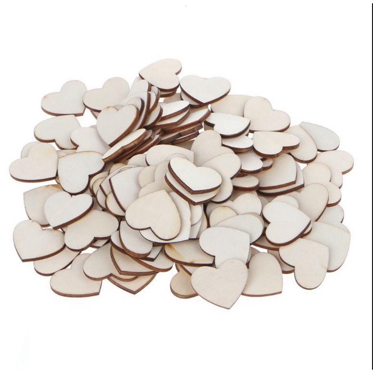 Set 100 Miếng gỗ Thegioipuzzle hình trái tim độc đáo dùng trang trí tiệc cưới