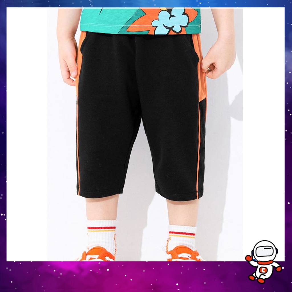 Quần Cotton Bé Trai Dáng Lửng Màu Đen, Xám, Mặc Đi Học Đi Chơi Chất Liệu Mềm Mịn Mát