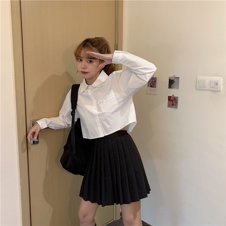 Áo Sơ Mi Tay Dài Màu Trắng Thiết Kế Mới Thời Trang Theo Phong Cách Hàn Quốc Cho Nữ