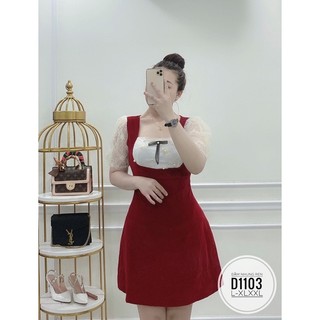BIGSIZE Đầm nhung phối ren D1103
