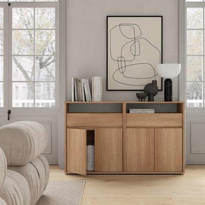 DECI, Tủ đựng đồ, tủ lưu trữ DRA_298, 140x40x84cm, tủ gỗ Scandi Home