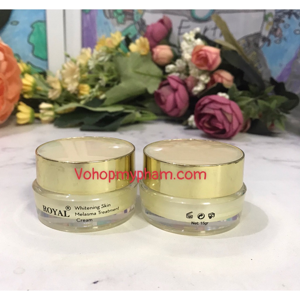 vỏ hũ đựng kem dưỡng da, kem tri nám tàn nhang HŨ TRÒN VÀNG 5ml 10ml in chữ sẵn Royal
