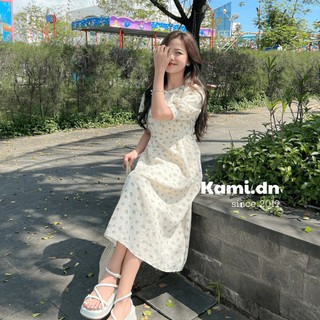 Váy hoa tay lỡ chất xốp 2 lớp