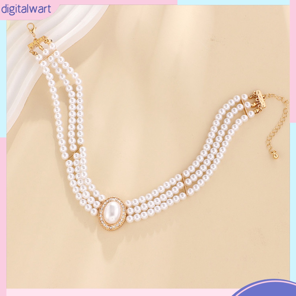 [DIWA] Vòng Cổ Choker Đính Kim Cương Giả Ngọc Trai Giả Thanh Lịch Có Thể Điều Chỉnh Cho Nữ