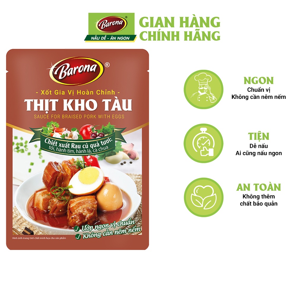 Combo 3 Gói Gia Vị Thịt Kho Tàu Barona 80g ướp ngon chuẩn vị không cần nêm nếm