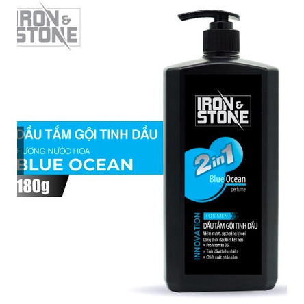 Sữa tắm nam tinh dầu 2in1 Iron&Stone Innovation hương Blue Ocean 650ML