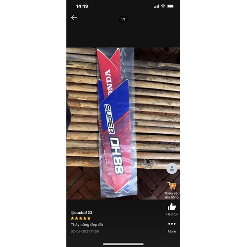 Bộ tem honda DH 88 hàng nhập Thái Lan chất lượng cao dành riêng cho dòng xe này