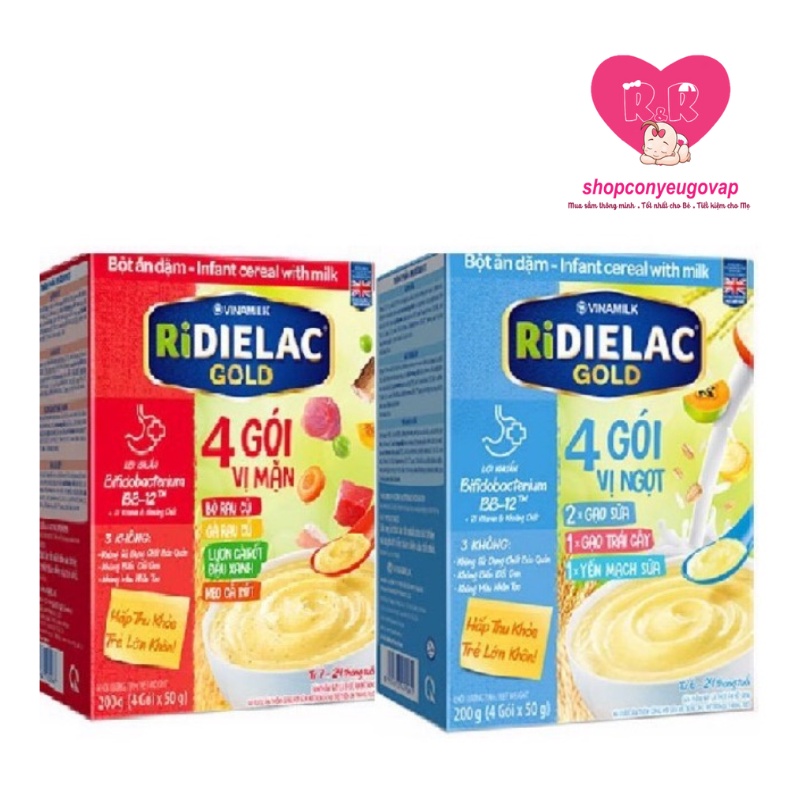 Bột ăn dặm Ridielac Gold 4 vị - Hộp 200g