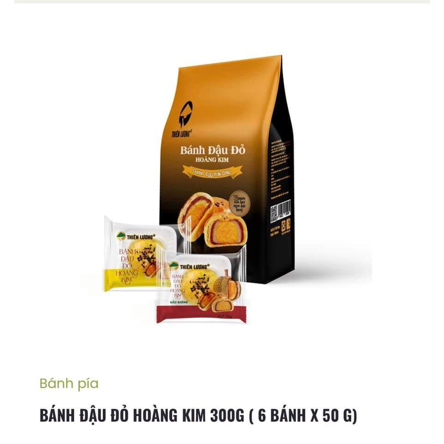 BÁNH PÍA ĐẬU ĐỎ HOÀNG KIM 300G (6 BÁNH X 50G) CAM KẾT DATE MỚI