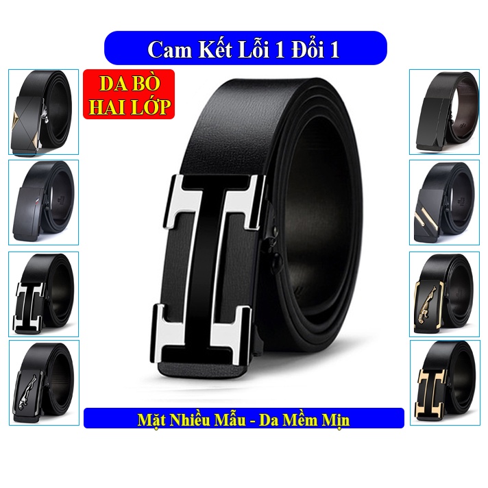 Thắt lưng Da Bò Cao Cấp VICENZO Khóa Tự Động Mặt Thép Chống Rỉ. Dây Nịt Lưng Nam Da Bò Luồn Trong Trẻ Trung