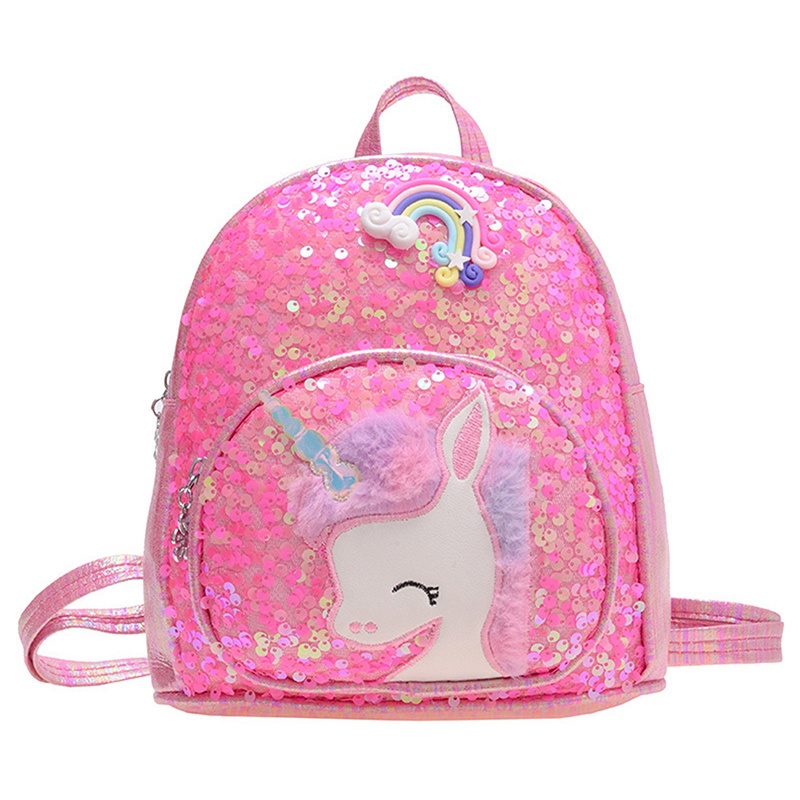 Ba Lô Đi Học Họa Tiết Hoạt Hình Đính Kim Sa Siêu Nhẹ Dễ Thương Cho Bé Gái