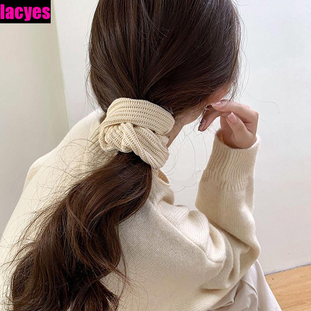 Dây Cột Tóc Cao Su Đan Len Màu Kẹo Ngọt Phong Cách Hàn Quốc Dễ Thương Cho Nữ
