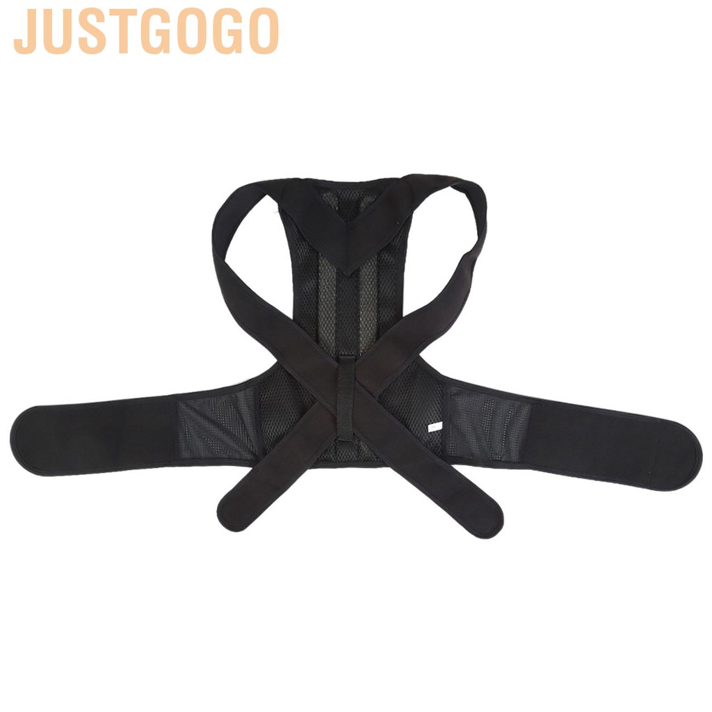 Justgogo Black Adjustable Humpback Correction Belt Posture Corrector Back Pain Relief