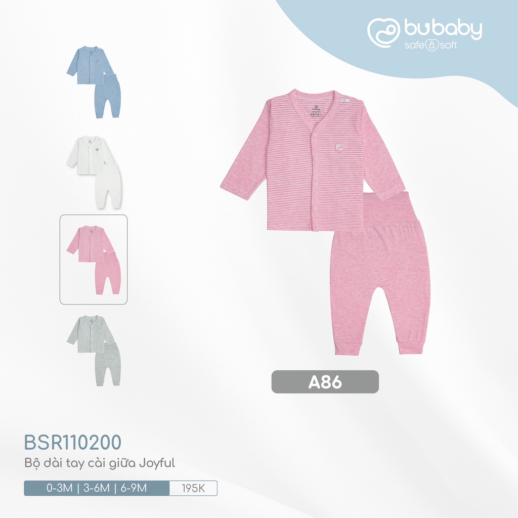 Bộ dài tay sơ sinh Bu Baby Joyful  cho bé so sinh đến 9 tháng