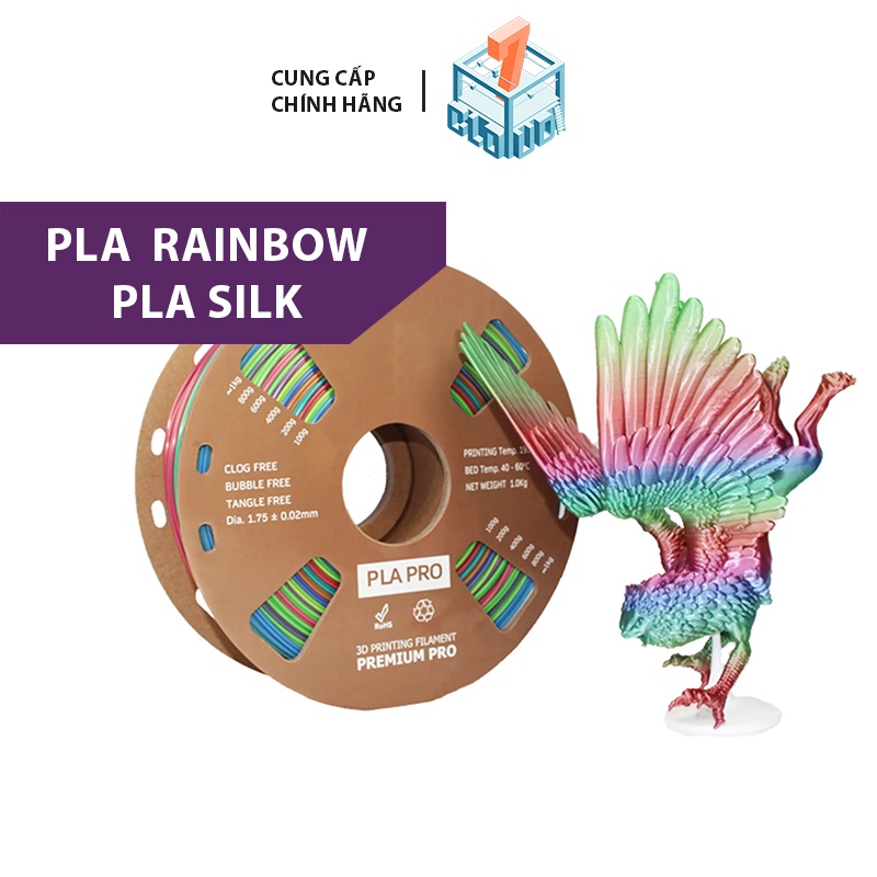 Nhựa in 3D CLOUD7 PLA Silk Rainbow 1kg, màu Cầu Vồng, vật liệu in chính hãng, nhựa in PLA+ ABS PETG TPU